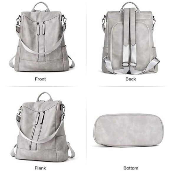 OLYE Leather Backpack for Women- GRAY main image 5
